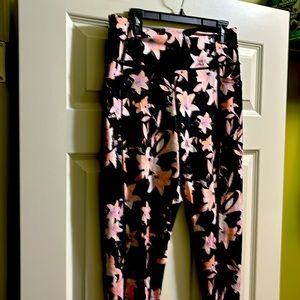 Victoria Secret XLG leggings. New regular length.  Black with pink floral